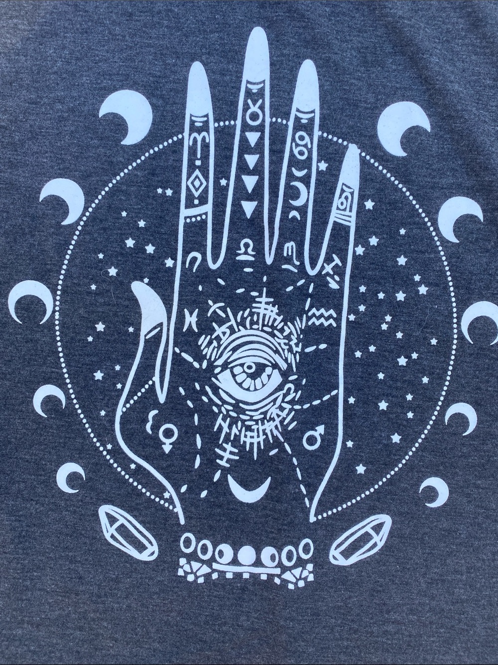 MISSLOOK Charcoal Hand & Moon Graphic Tee